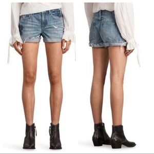 All Saints Pam Rose Embroidered Denim Shorts 31